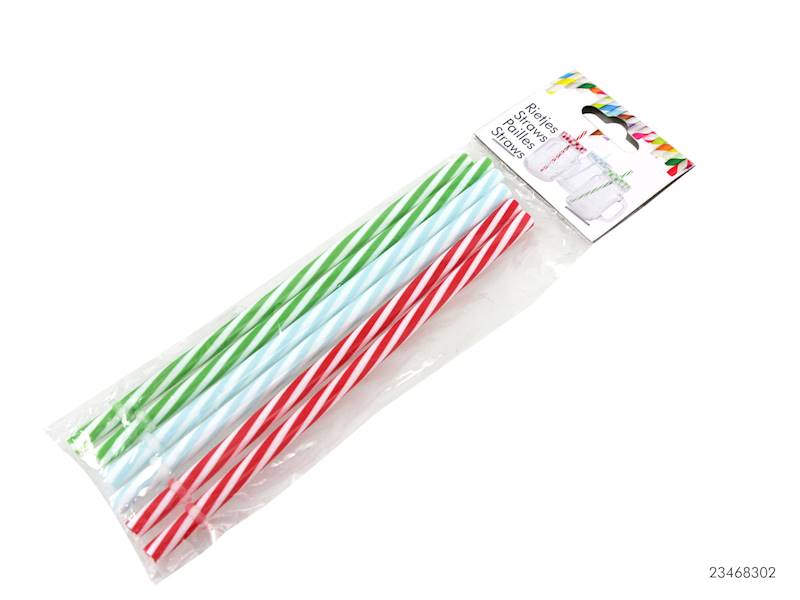 PARTY Słomki plastikowe, 3 kolory, 6szt. / Plastic straws set 6 pcs colorful 8712442124719 / 23468302