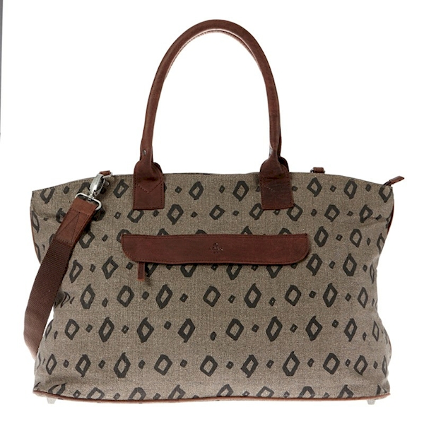 ADAX TORBA 601547 CPH CANVAS WEEKEND BAG PRINT BROWN