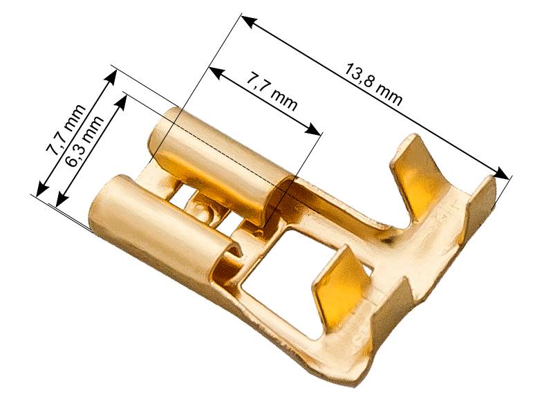 Konektor nieizolowany płaski żeński 6,3 mm kątowy