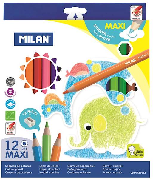 Kredki 12 kolorów Maxi sześciokątne Milan