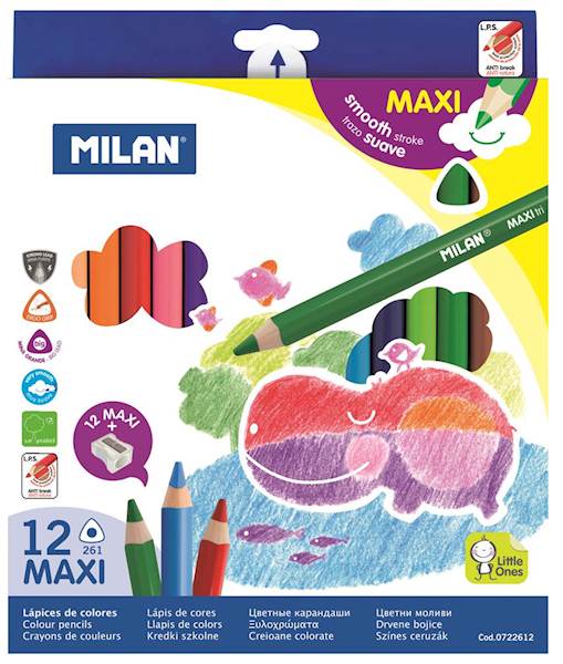 Kredki 12 kolorów Maxi trójkątne Milan