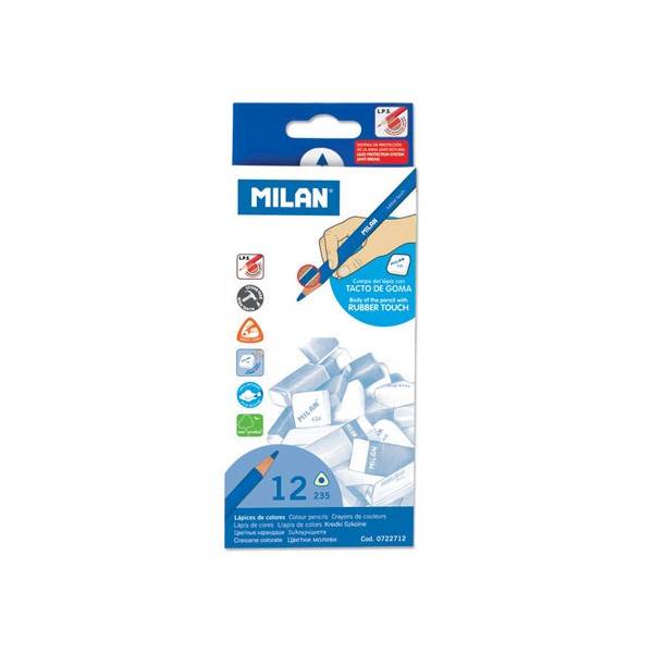 Kredki 12 kolorów Rubber touch trójkątne Milan