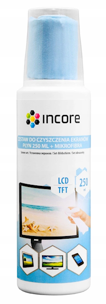 Zest. do czyszcz. ekranów INCORE 250ml + mikrofib